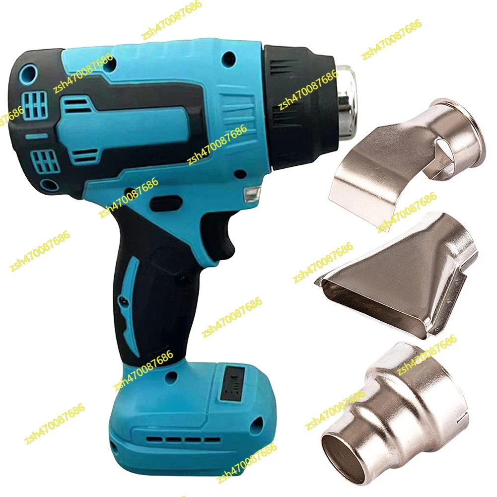 

500W Cordless Heat Gun Handheld Electric Hot Air Gun with 3 Nozzles Rechargeable Heating Shrink Wrapping Tool for Makita Battery