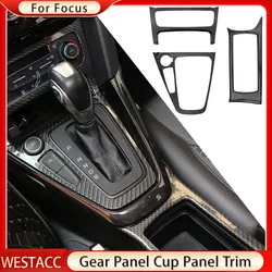 3Pcs Car Gear Shift Panel Cover for Ford Focus 3 MK3 2015 - 2018 AC Button Control Panel Trim Water Cup Sticker Accessories