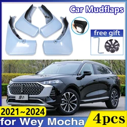 Car Fender for GWM Wey Mocha Accessories 2021~2024 Coffee 01 Front Rear Mudflaps Baking Paint Mud Flaps Guard Protect Mudguards