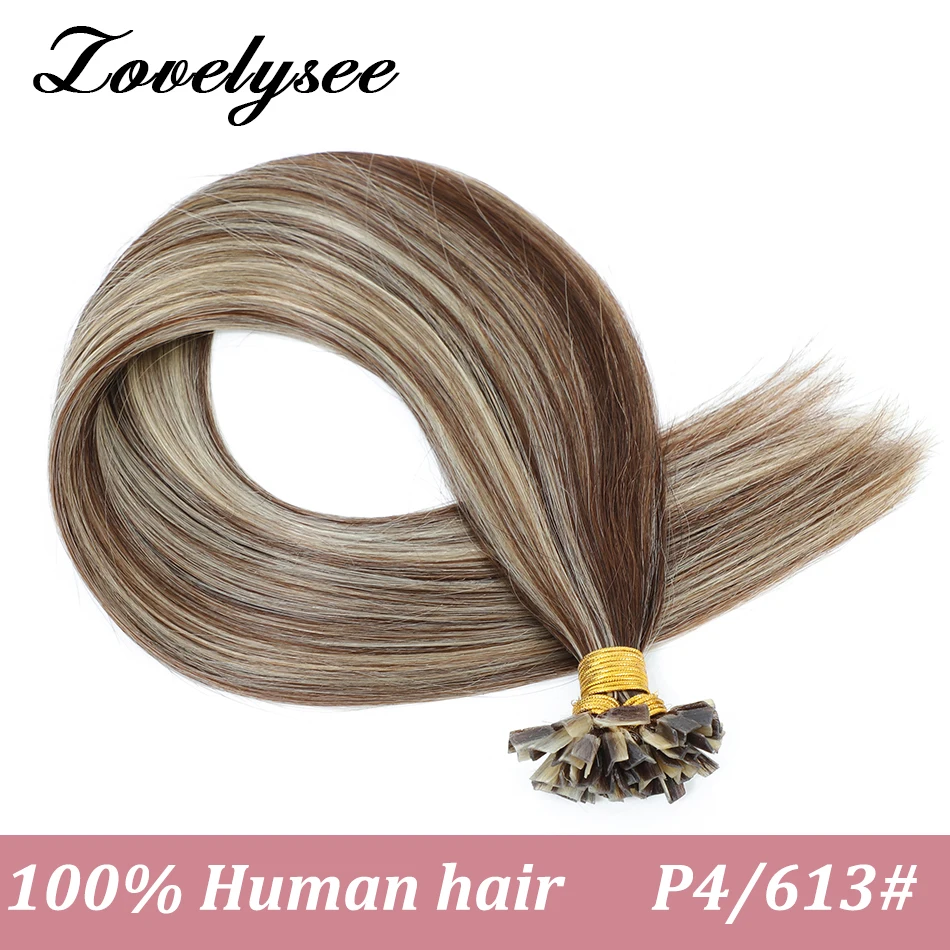 V Tip Hair Extensions Human Hair Brazilian Straight Keratin Human Hair Extensions Natural Fusion Real Remy Hair 0.8g/Strand