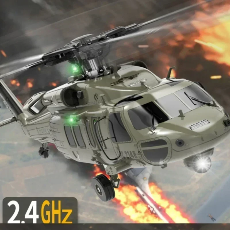 Zwarte Havik Rc Helikopter Yxznrc F09 Uh60 Utility 6ch 6-As Gyro 3d 6G Dubbele Borstelloze Motor Rtf Rc Helikopter Speelgoed