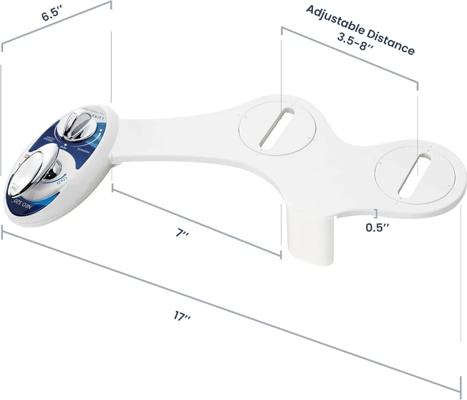 Imagem -06 - Luxe-acessório Não Elétrico de Bidé para Assento de Vaso Sanitário Água Quente e Fria Auto-limpeza Bocal Duplo Azul 320