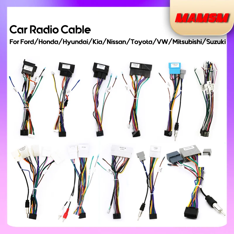 

MAMSM Android 2din DVD Car Radio Cable for Kia Hyundai Toyota Nissan Suzuki Volkswagen VW Mitsubishi Ford Honda CRV Wire Harness