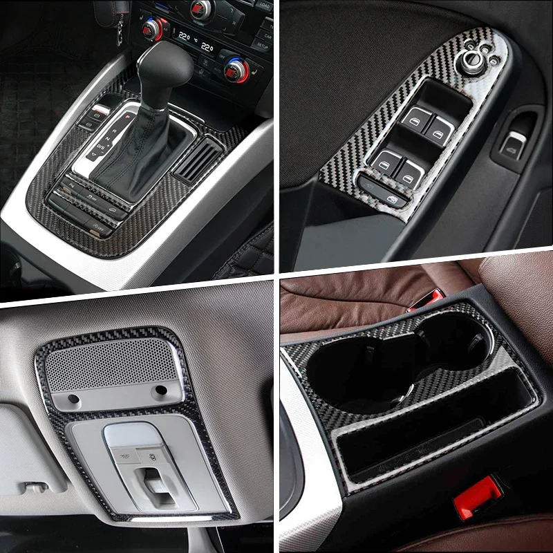 

Carbon Fiber For Audi A4 B8 A5 Car Interior Gearshift Air Conditioning CD Panel Door Armrest Cover Trim Car Sticker Accessories