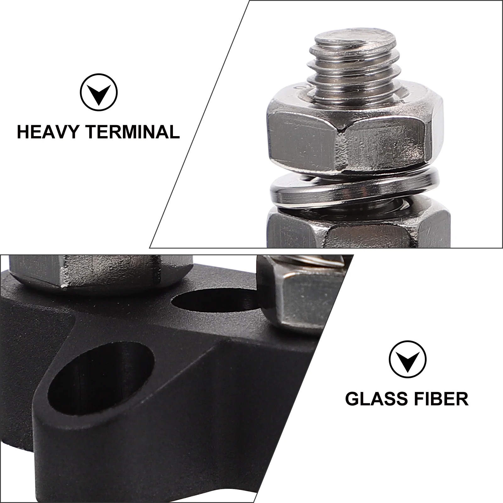 

Heavy Duty Terminal Block Double-End Stud Cable Connector Black Bus Bar For Wire Distribution Organized Wiring Vehicles Ships