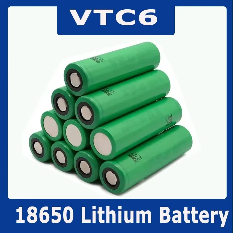 แบตเตอรี่ VTC6 18650 3000มิลลิแอมป์30A 3.7โวลต์แบตเตอรี่ปล่อยสูง18650ชาร์จได้สำหรับไฟฉาย US18650VTC6เครื่องมือแบตเตอรี่