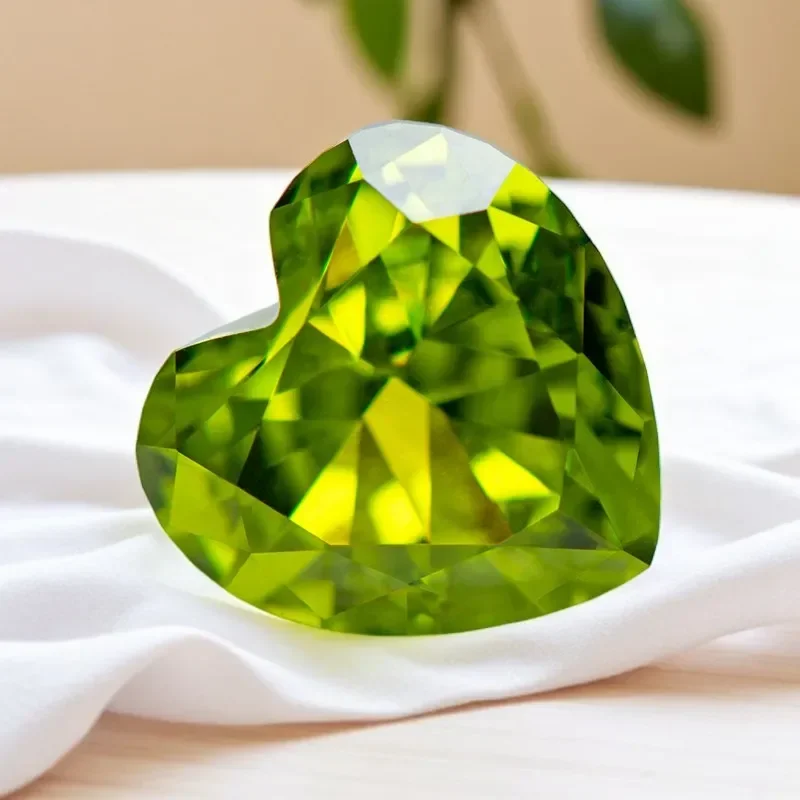 

Hot Sell TOP Wholesale Cubic Zirconia Crushed Ice Cut No Certificate Heart Shape Apple Green Color Charms Beads Diy Jewelry Maki