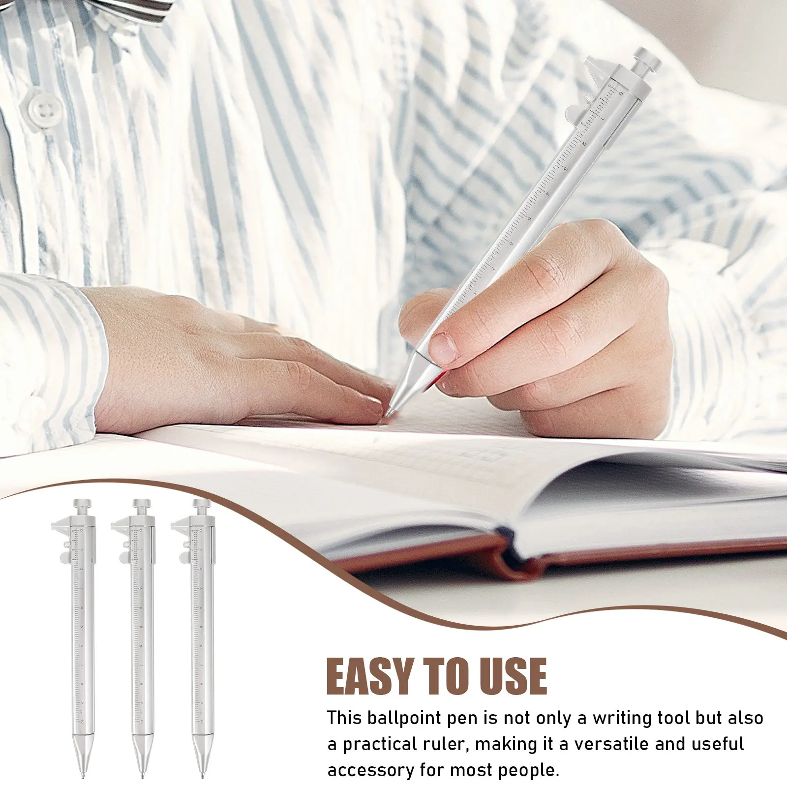 

5Pcs Engineering Caliper Pen Combines Ruler and Ballpoint Functions Ideal for Drafting Measuring Notetaking Robust Design