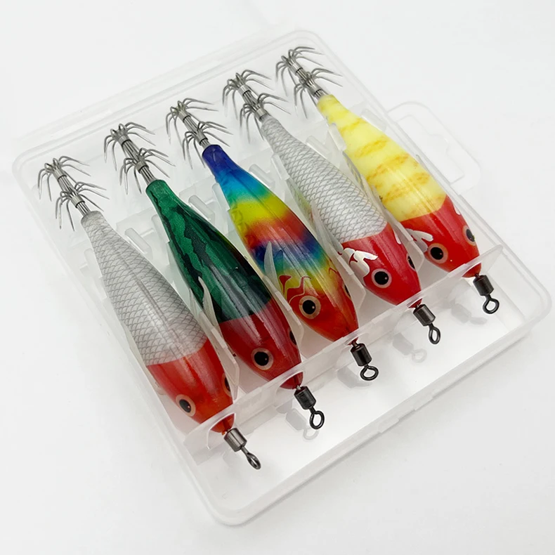 ShareShark 5 Stück/Box Leuchtendes Horizontales Garnelen- und Tintenfischhaken-Set, geeignet für Meeresangeln auf Tintenfische und Oktopus. – Detail 14