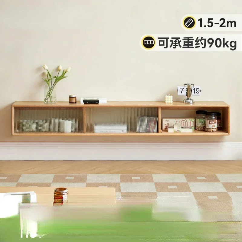 

Шкаф для телевизора из массива дерева, современный минималистичный дубовый настенный шкаф для хранения, гостиная, домашний подвесной настенный шкаф для хранения