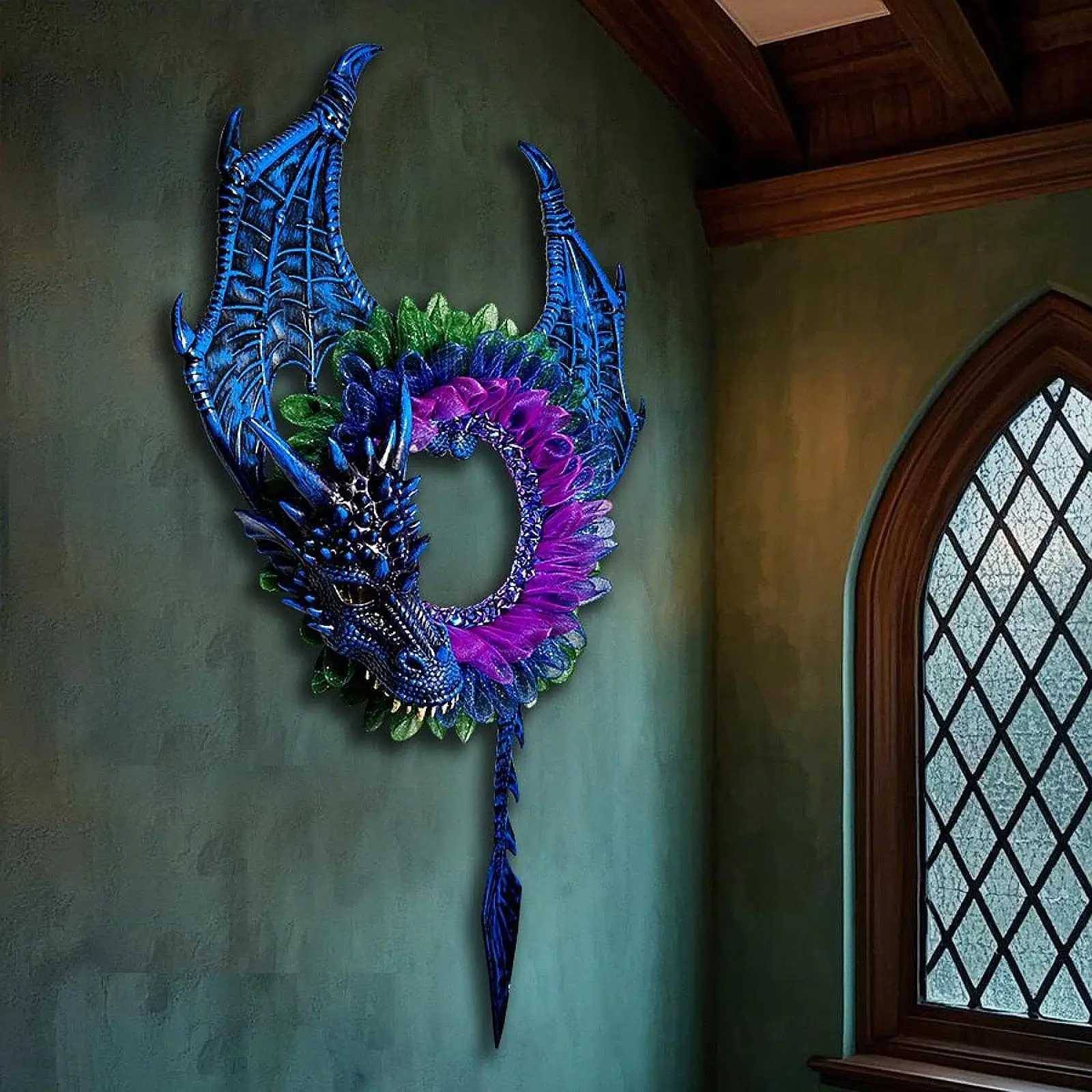 

Хэллоуин Дракон Венок Декор Праздничные Атрибуты Украшение Партии Украшение Стены для Крытый Открытый Полка Камин Офис Крыльцо