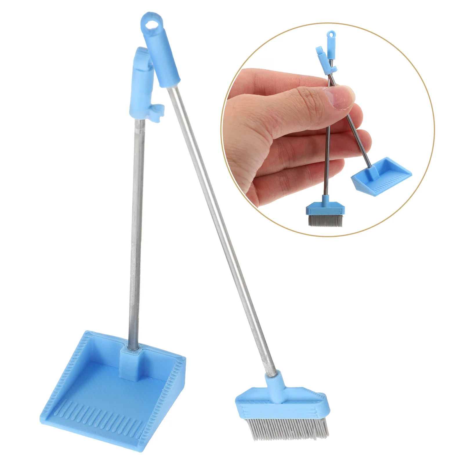 1 Set Miniature Dollhouse Cleaning Set Mini Broom and Dustpan Simulated Cleaning Tools for Dollhouse Decor and Playhouse Accesso