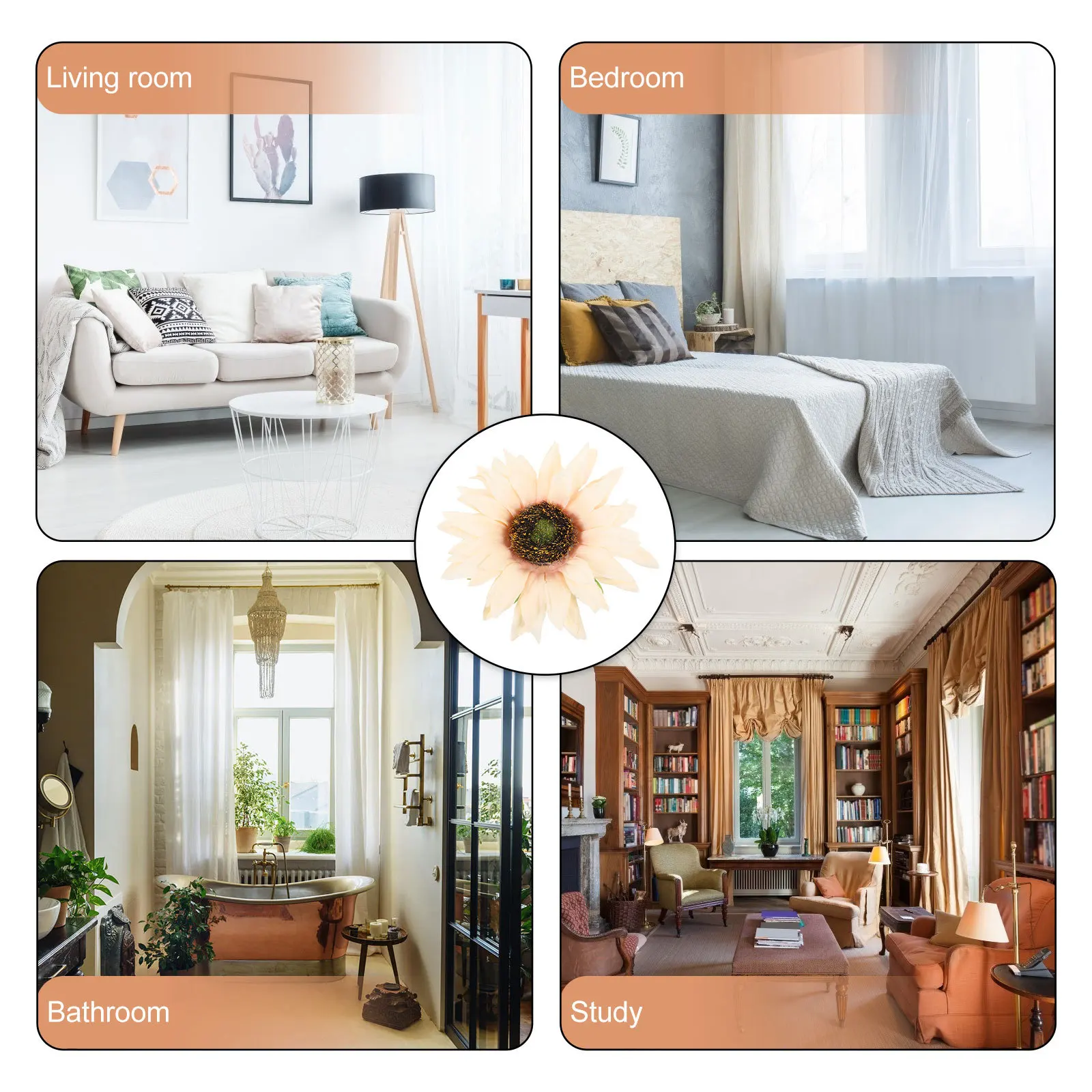 

2Pcs Sunflower Curtain Clips Metal Cloth Material Festive Decorative Accessory for Home Curtains Binding Clamps