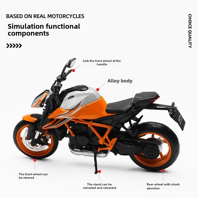 KTM1290 Motorcycle Model Pullback Collection Miniature CCA Simulation 1:12 Scale Voiture Diecast Motorbike Toy Children Boy Gift