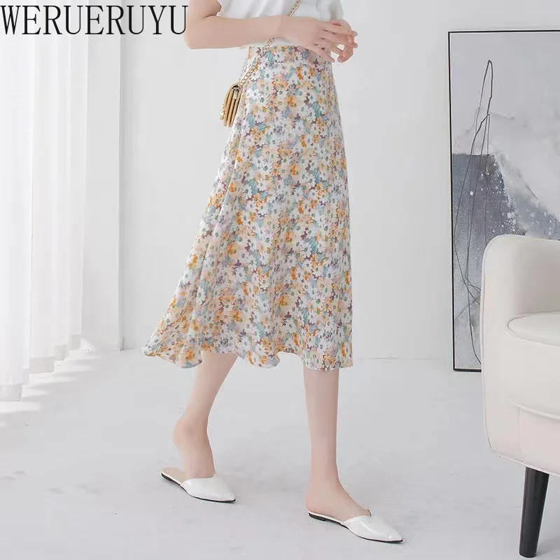 

Floral Long Skirts for Women Summer Y2k Aesthetic Clothes Korean Fashion Casual Elegant High Waist A-line Chiffon Womens Skirt