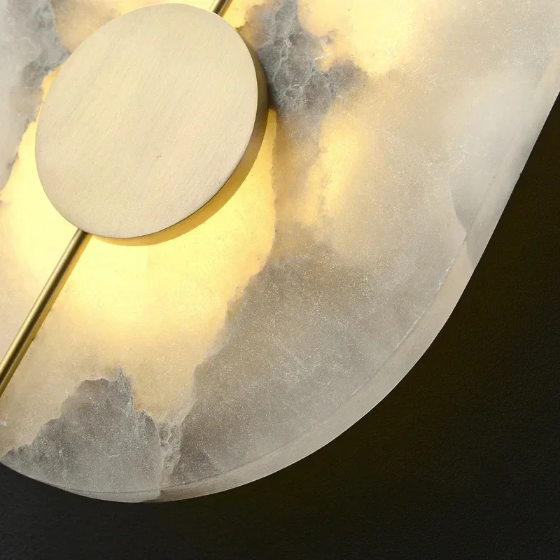 Nordic Modern Creative Marble Wall Lamp for Living Room Gold Copper Home Indoor Decoration LED Sconce Bedroom Bedside Round