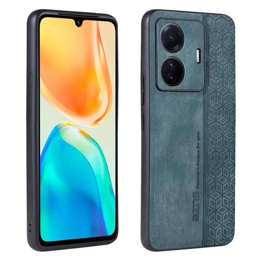 For Vivo T1 Pro 5G Чехол для Skin Feel Leather Phone Case Soft Back Cover Funda For Vivo T1 Pro 5G Coque Capa Bumper ケース