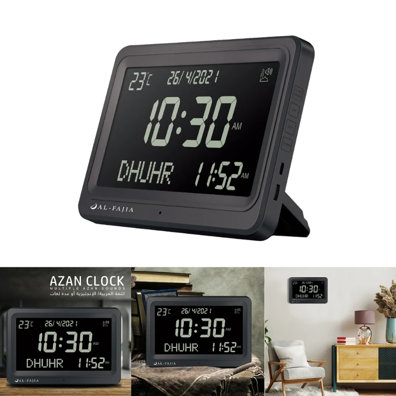 Azan Table Clock Muslims Tabletop Clock Ornament Household Supplies Home Gift X3UF