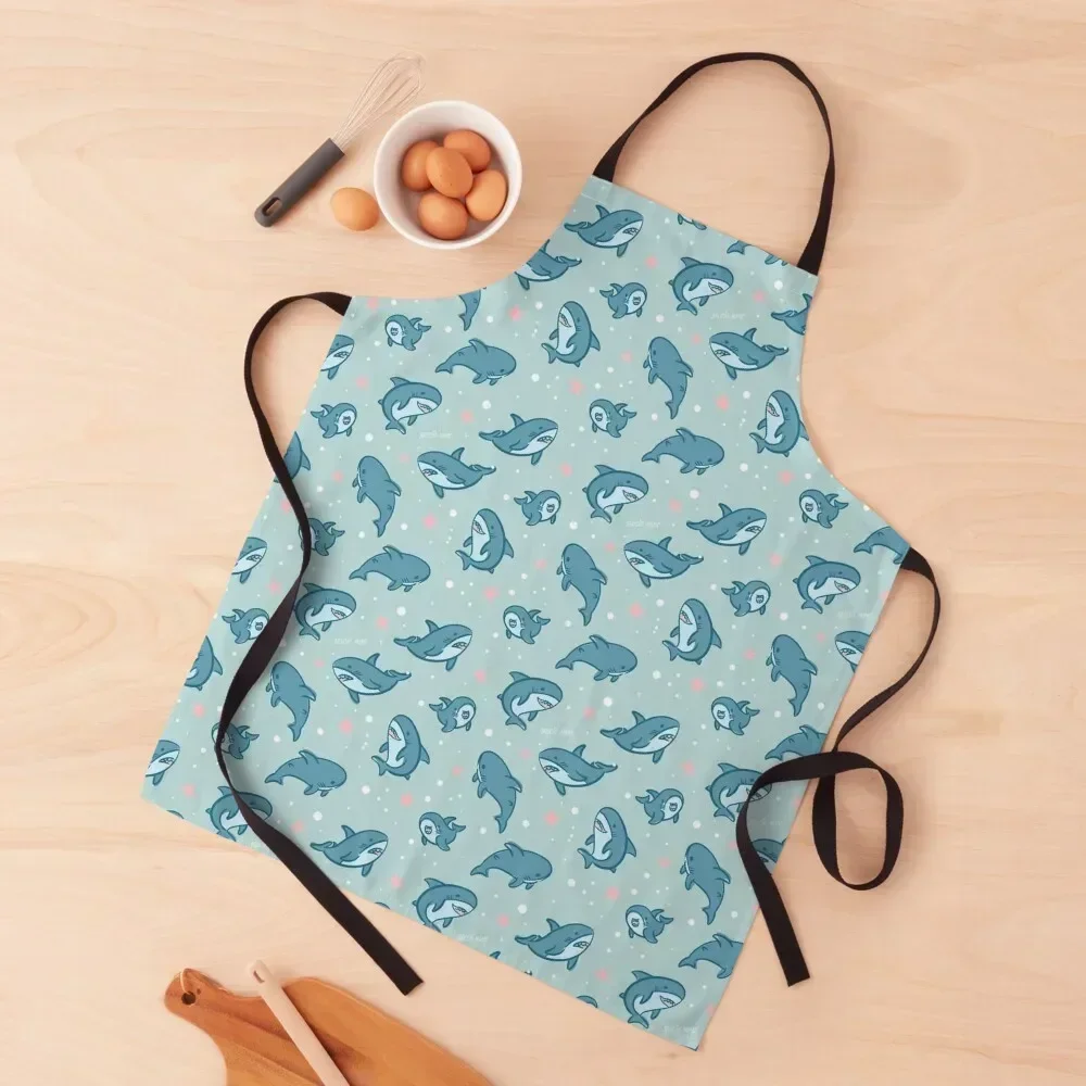 

Brucie Blahaj shark under the sea pattern (Teal) Apron Waiter Uniforms Kitchen For Women Apron