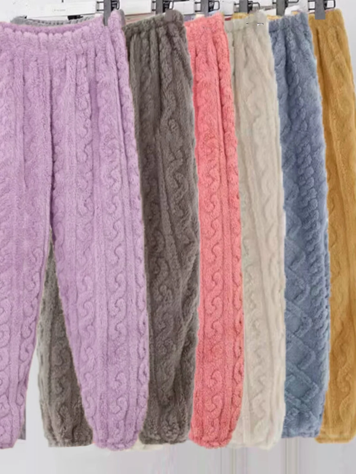 Women's Fce Lined Loose Fit Casual Pants High Waist Elastic Coral Fce Home Warm Trousers Autumn Winter Thiened Size