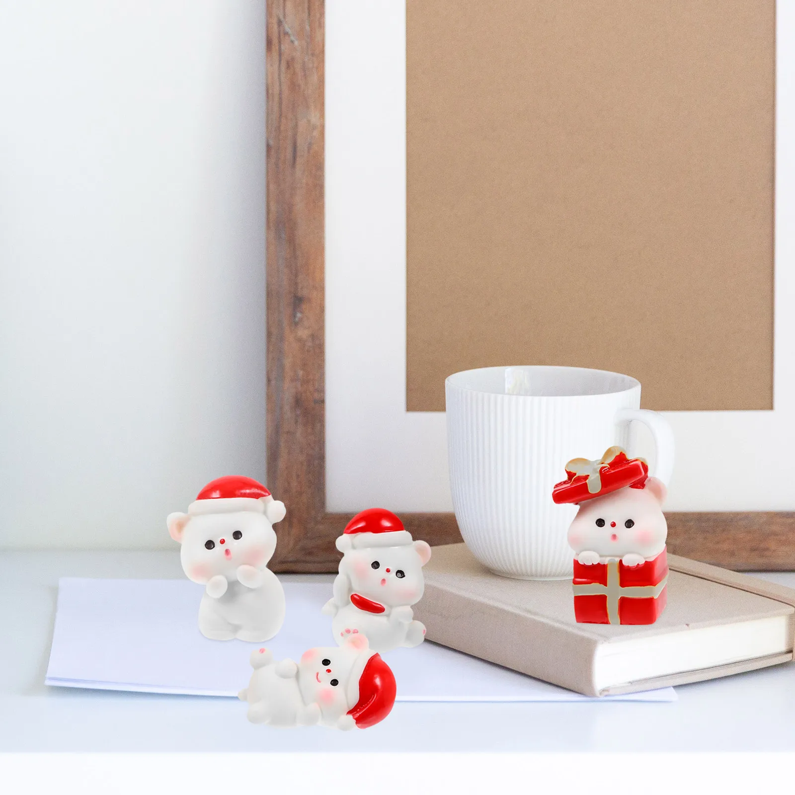 

10 Pcs Ball Decorations Mini Resin Bear Figurines Christmas Mini Decor Xmas Home Accessories Christmas Miniatures