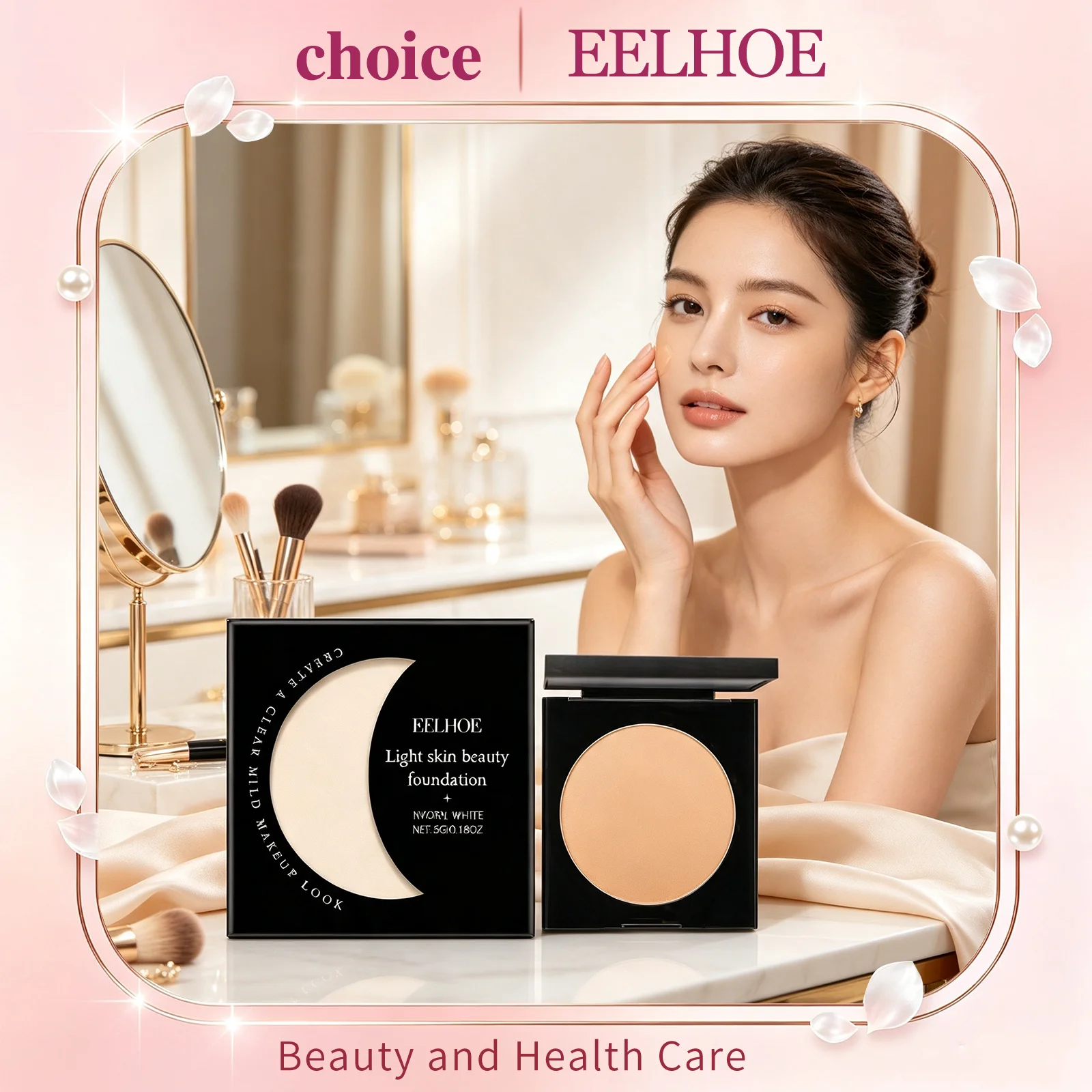 EELHOE Matte Foundation Cream High Coverage Natural Finish Oil Control Waterproof Sweatproof Brightening Concealer Makeup Base