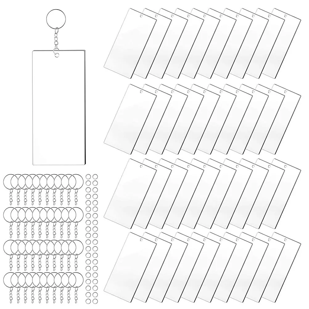 

1Set Blank Acrylic Keychains Rectangular DIY Sublimation Blanks for Keychain Crafting Keys Bags Decor Portable Lightweight Clear