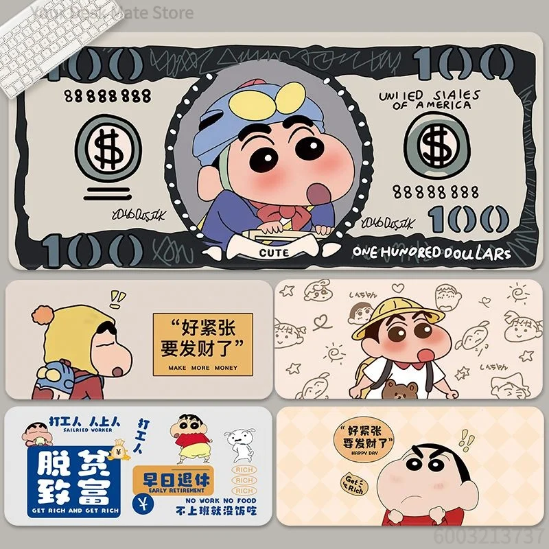 Creative Banknote Mouse Pad Oversized Crayon Shin-Chan Keyboard Pad Cute Girl Dormitory Computer Desk Pad Seaming