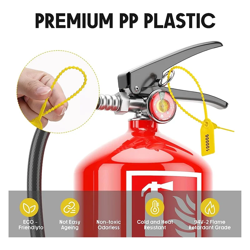 

1000 Pcs Plastic Tamper Seals Fire Extinguisher Tags Security Tags Seals Safety Numbered Zip Ties Labels (Yellow) SQ