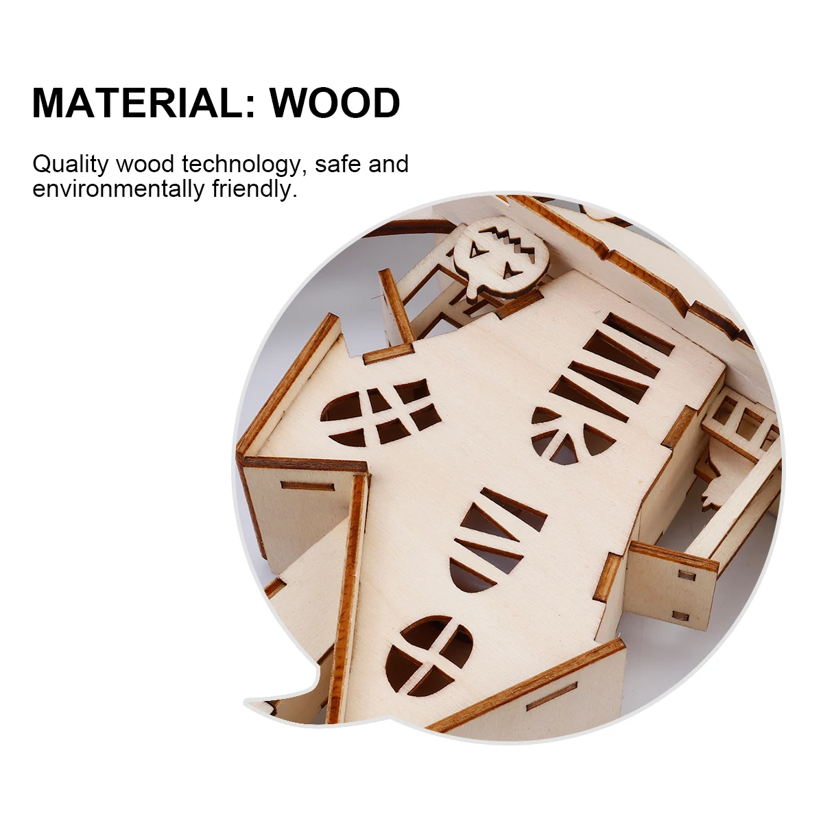 

Halloween Wooden Haunted House Beige LED Pendant Craft Hanging naments Eco Friendly Material Party Decoration Sewing Supplies