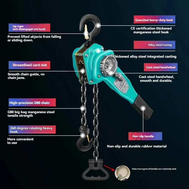 Wrench Hoist Manual Lifting and Reversing Chain Hand Crank Hoist Wire Tensioner 0.75t1/2/3 Tons