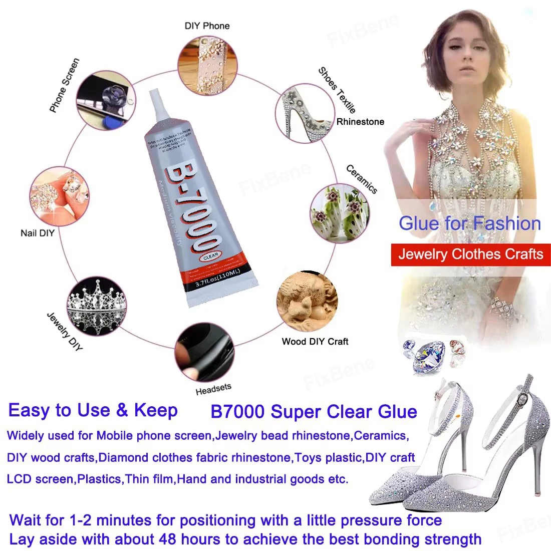 Transparent Glue for Phone Rhinestone Jewelry Metal Stone Fabric Textile Clothes Ring Plastic Model Miniature ABS Super Adhesive