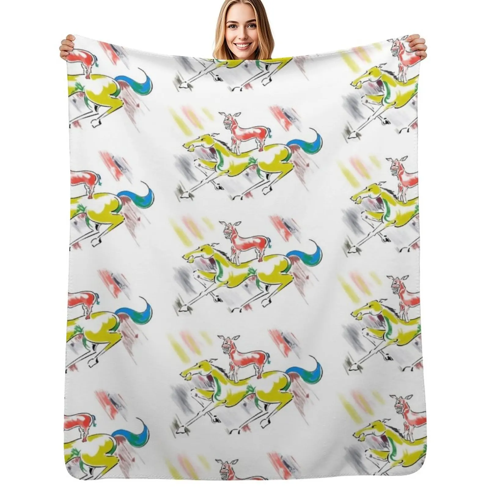 Majnu Bhai Painting Throw Blanket Soft Solid Color Blanket for Couch Bed