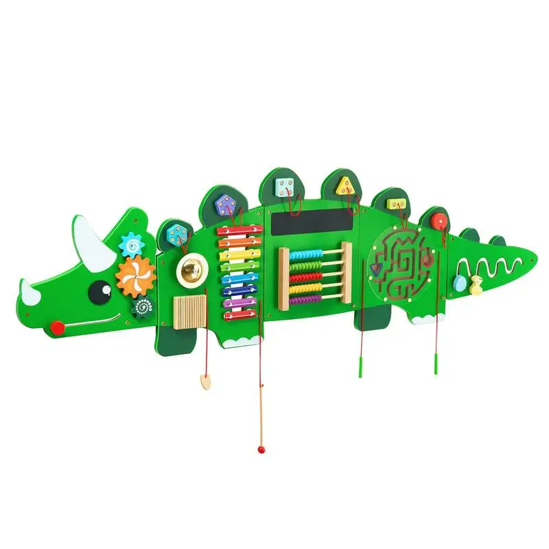 Dinosaur Activity Wall Busy Board Panels, 11 Activities, Montessori Sensory Wall Toy for Kids 3-12 Years, Montessori Learning Activity Center, Ideal for Toddler Playroom Nursery Classroom