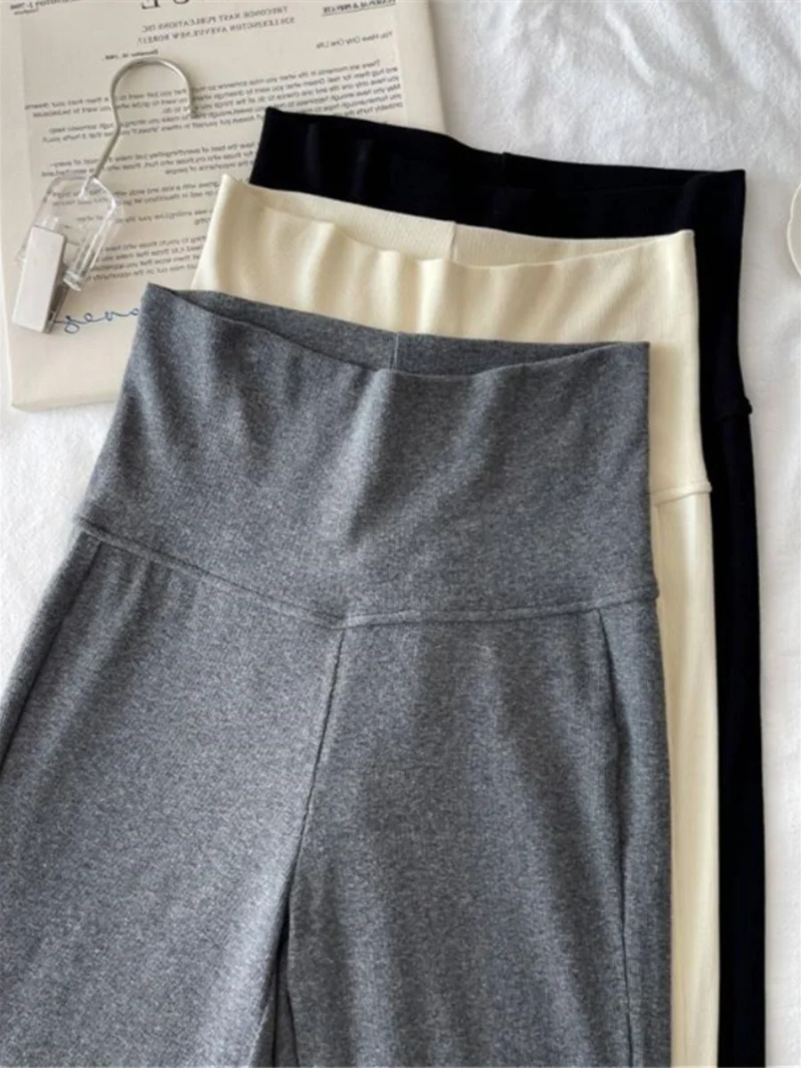 

Брюки для йоги с высокой талией, женские весенне-осенние повседневные вязаные широкие брюки длиной до пола, свободная верхняя одежда, брюки