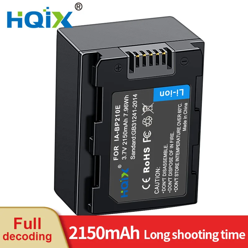 

HQIX for samsung SMX-F40 F44 HMX-H200 H204 H205 S10 S15 S16 Camera IA-BP210E Charger Battery