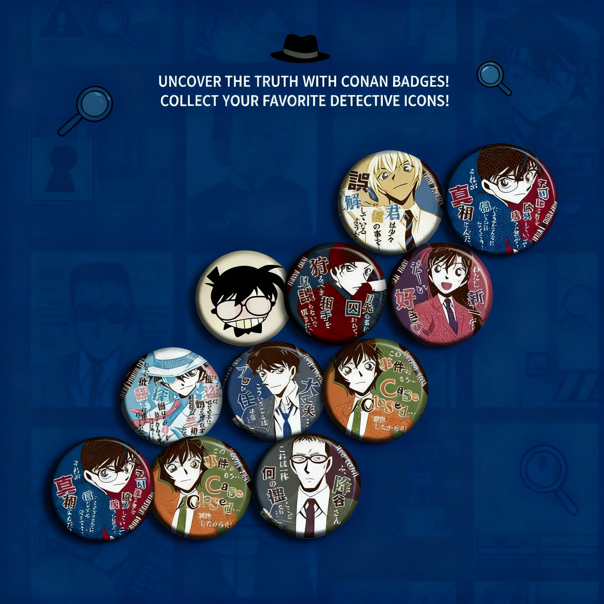 

Anime Detective Conan Badge Pin Anime Merchandise Brooch Non Keychain Poster Wall Art Keychain Accessories