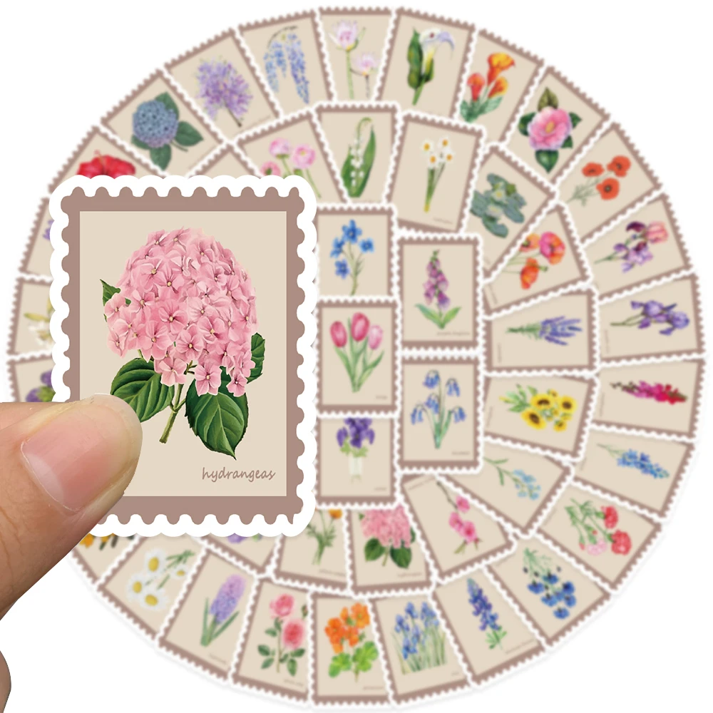 50pcs Birth Flower Stickers Decals For Phone Scrapbook Suitcase Guitar Refrigerator DIY Vinyl Aesthetic Waterproof Stickers