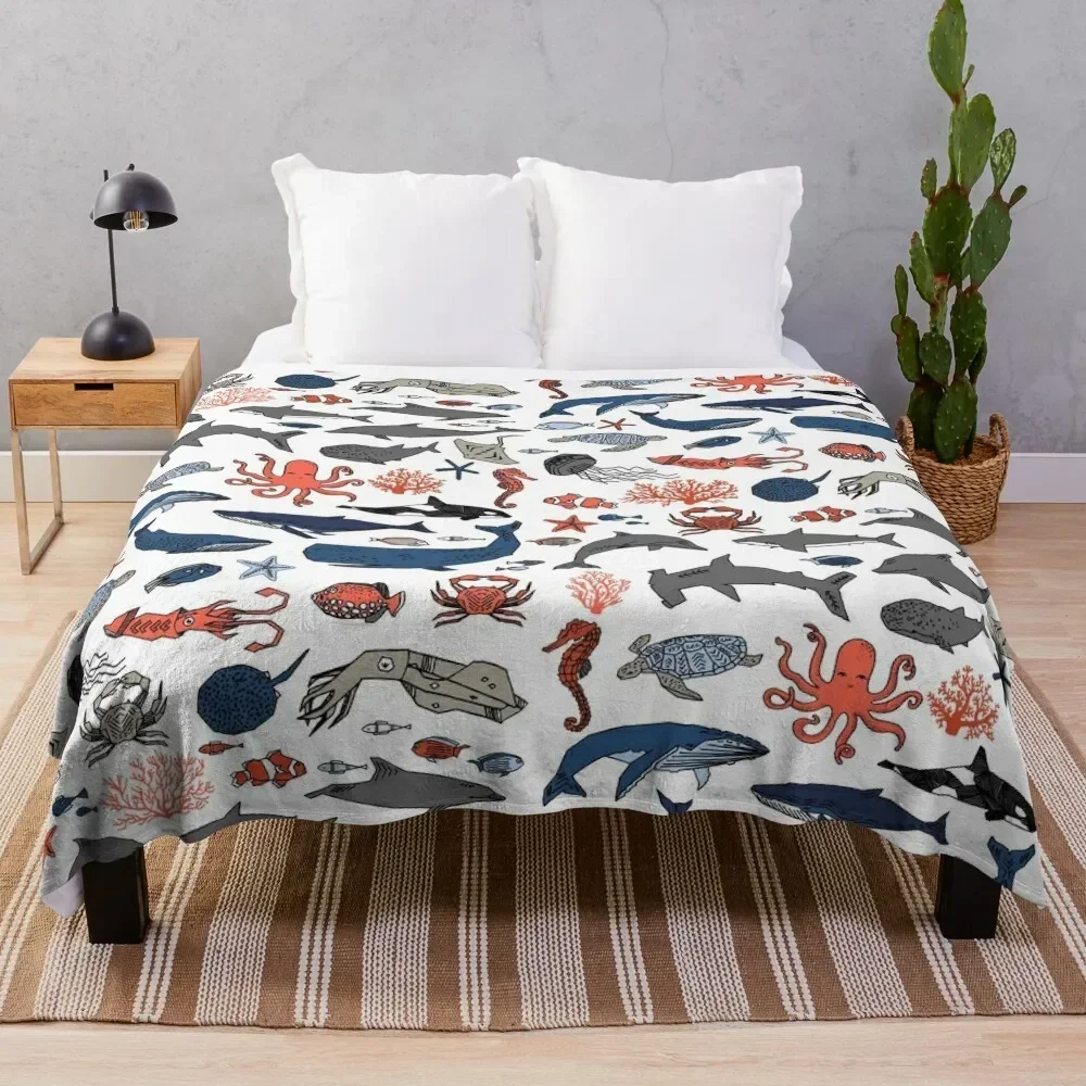 

Ocean Animals by Andrea Lauren Throw Blanket blankets and throws Picnic Multi-Purpose Custom Blankets