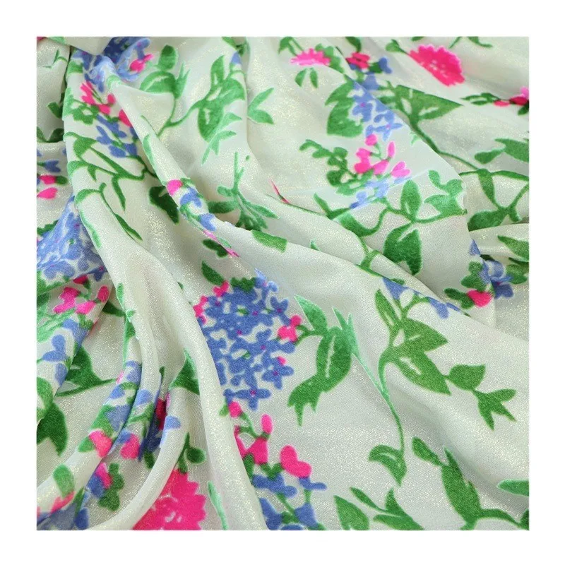 Silk georgetted gold printed velvet fabric is used as the for cheongsam dresses