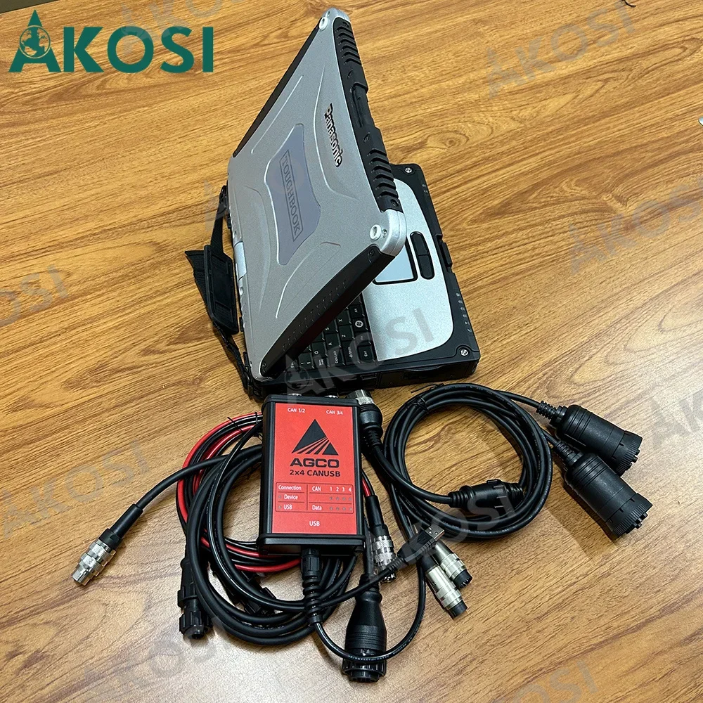 2024 For AGCO CANUSB EDT Interface OEM Electronic Diagnostic Tool use for Heavy Duty Agricultural Diagnosis Scanner+CF19 laptop