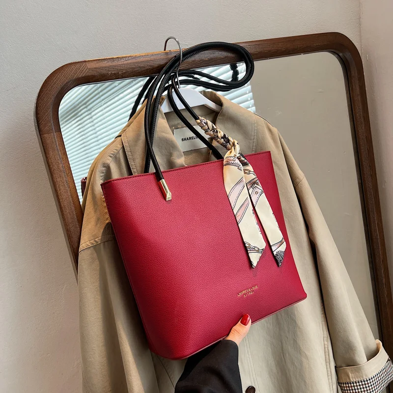 Large Tote Bags for Women Top-handle Bags Fashion Ribbons Ladies Purses and Handbags High Quality Leather Shoulder Bag Female