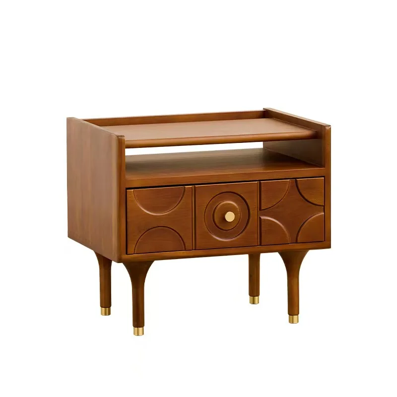 

-ForContemporary Minimalist Design, Wooden Bedside Table With Drawers, Home Bedroom&
