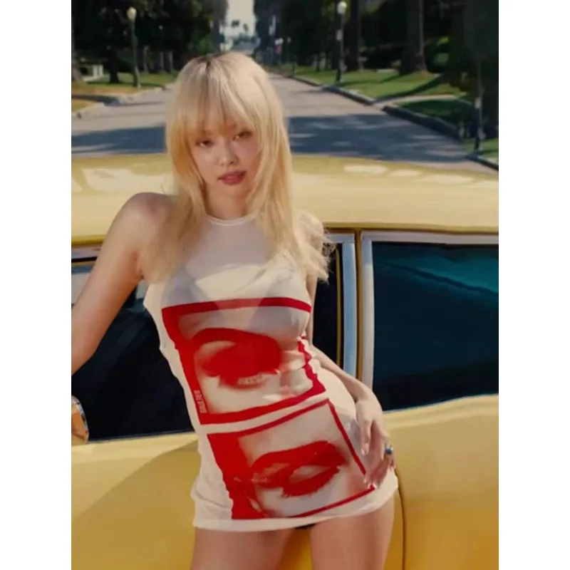 

Сетчатое прозрачное платье по индивидуальному заказу с уникальным принтом и круглым вырезом, облегающая бедра юбка для девочек, костюм песен, костюм для джазового танца