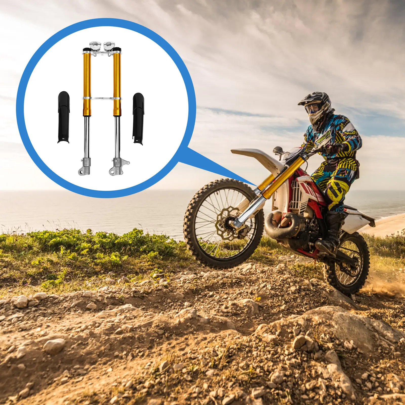 

Premium Dirt Bike Front Fork Suspension Fork with Shock Absorption Design Easy Installation Reliable Replacement for Motorcycle