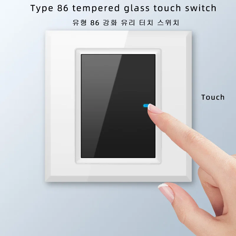 

Type 86 touch white tempered glass UK wall switch socket, UK power socket with USB plug, EU universal wall socket AC110V-250V