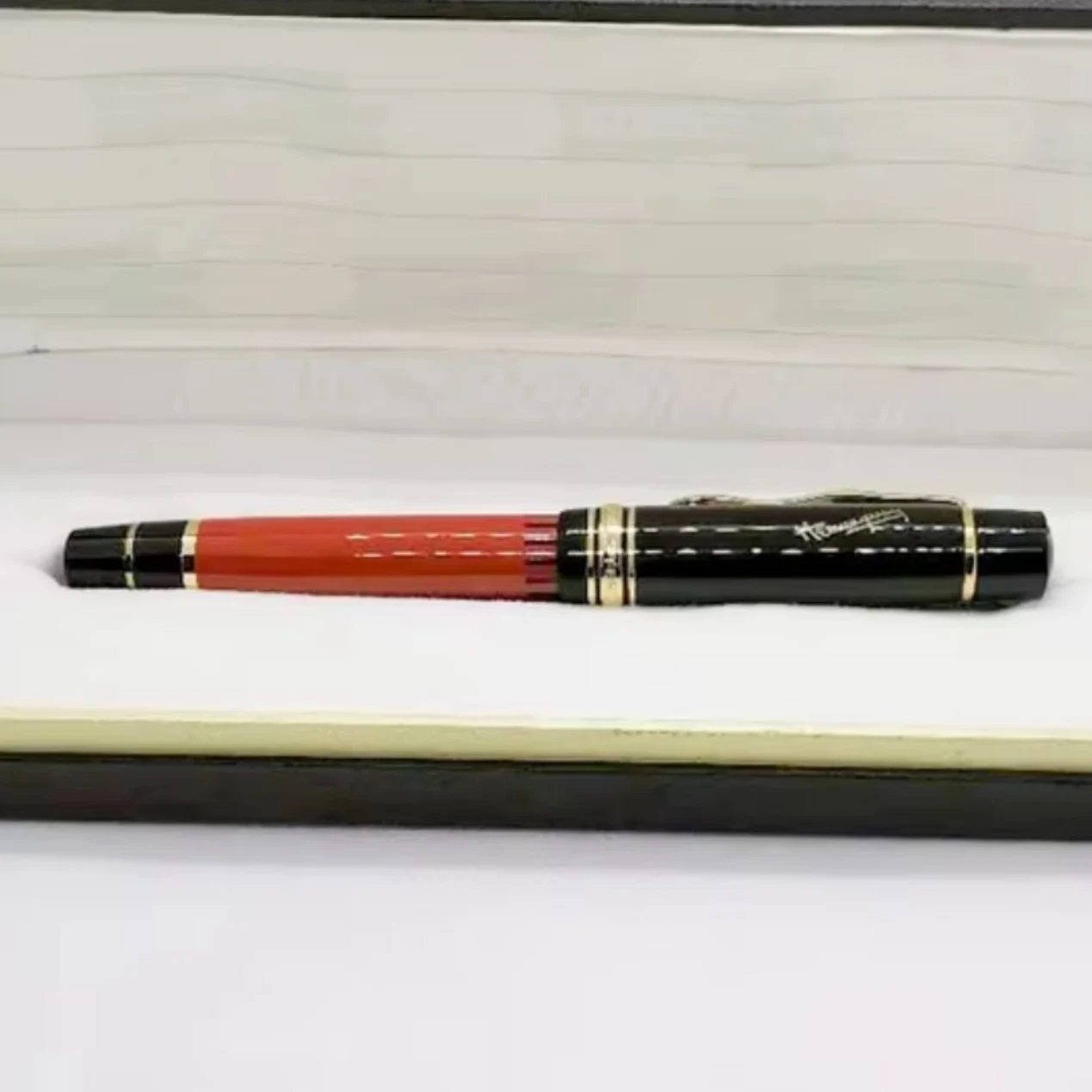 Leda Luxury Classic Color Black and Orange Rollerball Pen Ballpoint Pen Business Writing MB With Gift Box Option