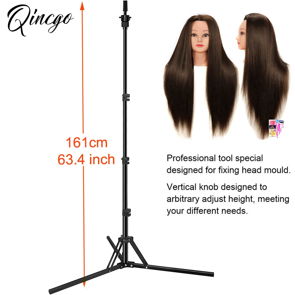 Hairdressing Training Tripod Stand 161cm Wig Head Stand Tripod Mannequin Canvas Block Head Manikin Head Tripod For Hair Styles