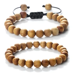 High Quality Cliff Cypress Wooden Beads Bracelets Women Men Meditation Handmade Stretch Bracelets Healing Yoga Jewelry 6/8/10mm