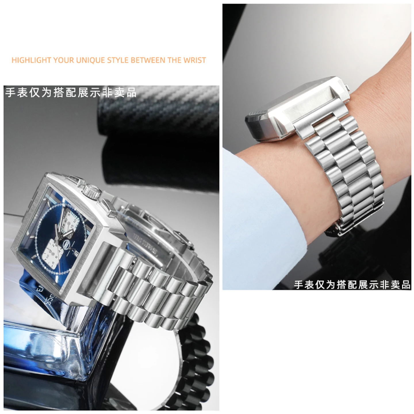 Pulseira de aço inoxidável sólido para tag heuer f1 pulseira de relógio extremidade plana botão implantação fivela acessórios masculinos 20mm 22mm